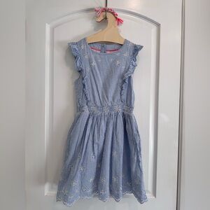 Mini Boden blue and white striped seersucker dress size 9-10